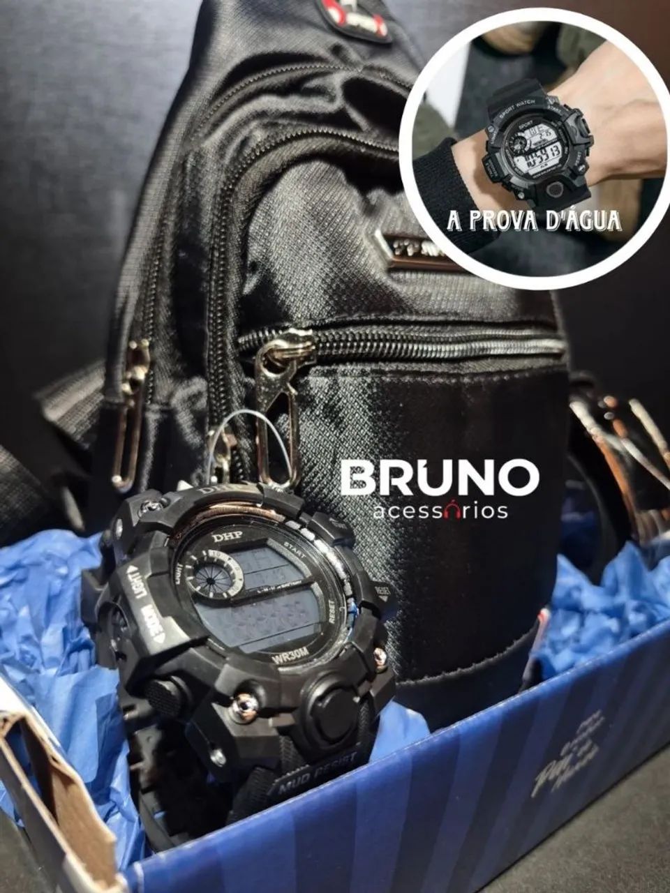 Cesta dia dos pais relogio com bolsa e sinto  - Foto 2