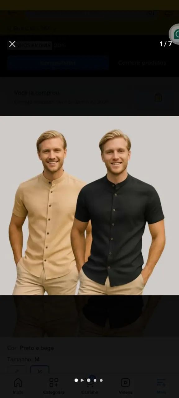 2 Camisas Gola Padre Masculina de Algodão