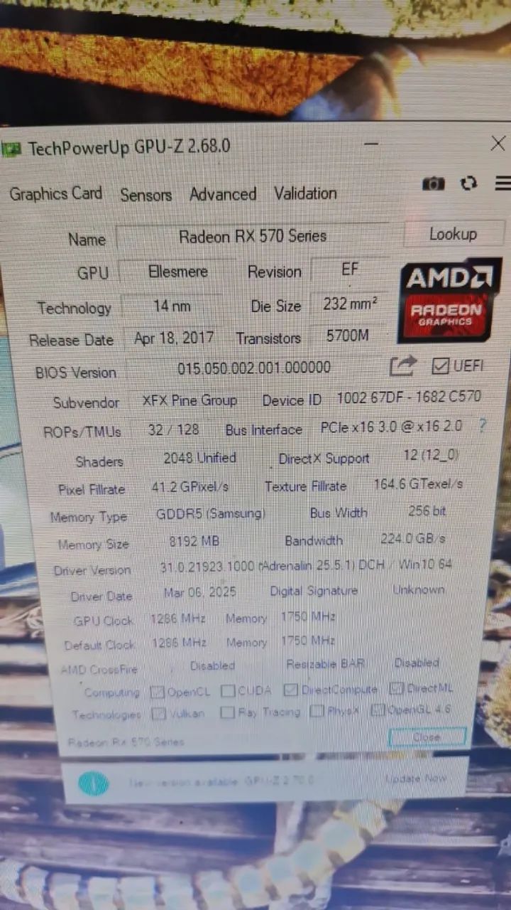 RX 570 8GB XFX Original - 256-bit | Samsung | Com Caixa - Foto 6