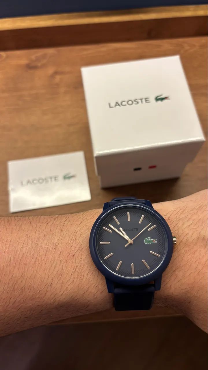 Relógio Masc. Lacoste Azul com pulseira de borracha 