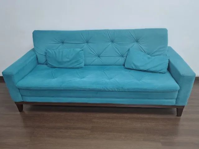 Sofá 3 Lugares Nevada Suede Azul Turquesa
