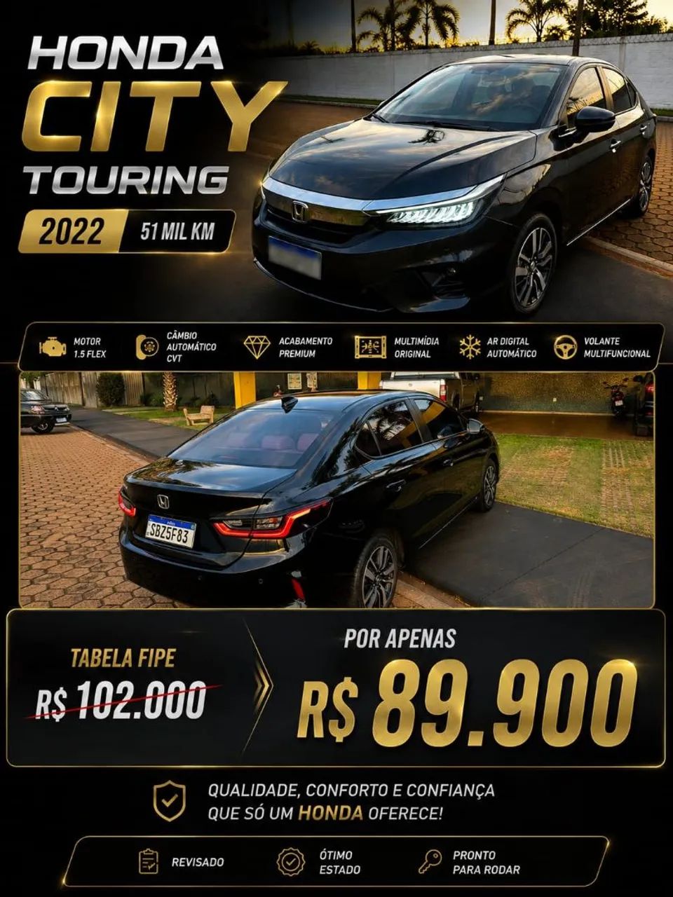 Honda City SEDAN TOURING 1.5 FLEX 16V 4P AUT. 2022