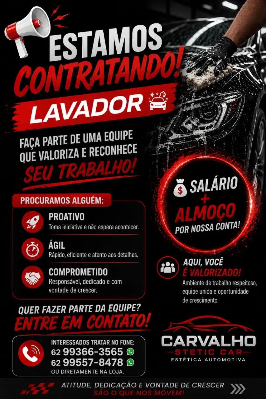 Contrata-se lavador. 