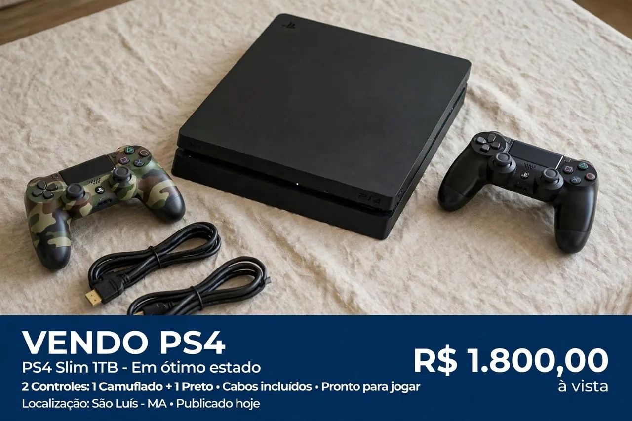 PS4 slim de 1tb  2 controles 