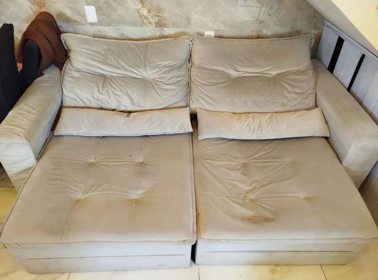 Sofá retrátil e reclinável suede grande - Foto 3