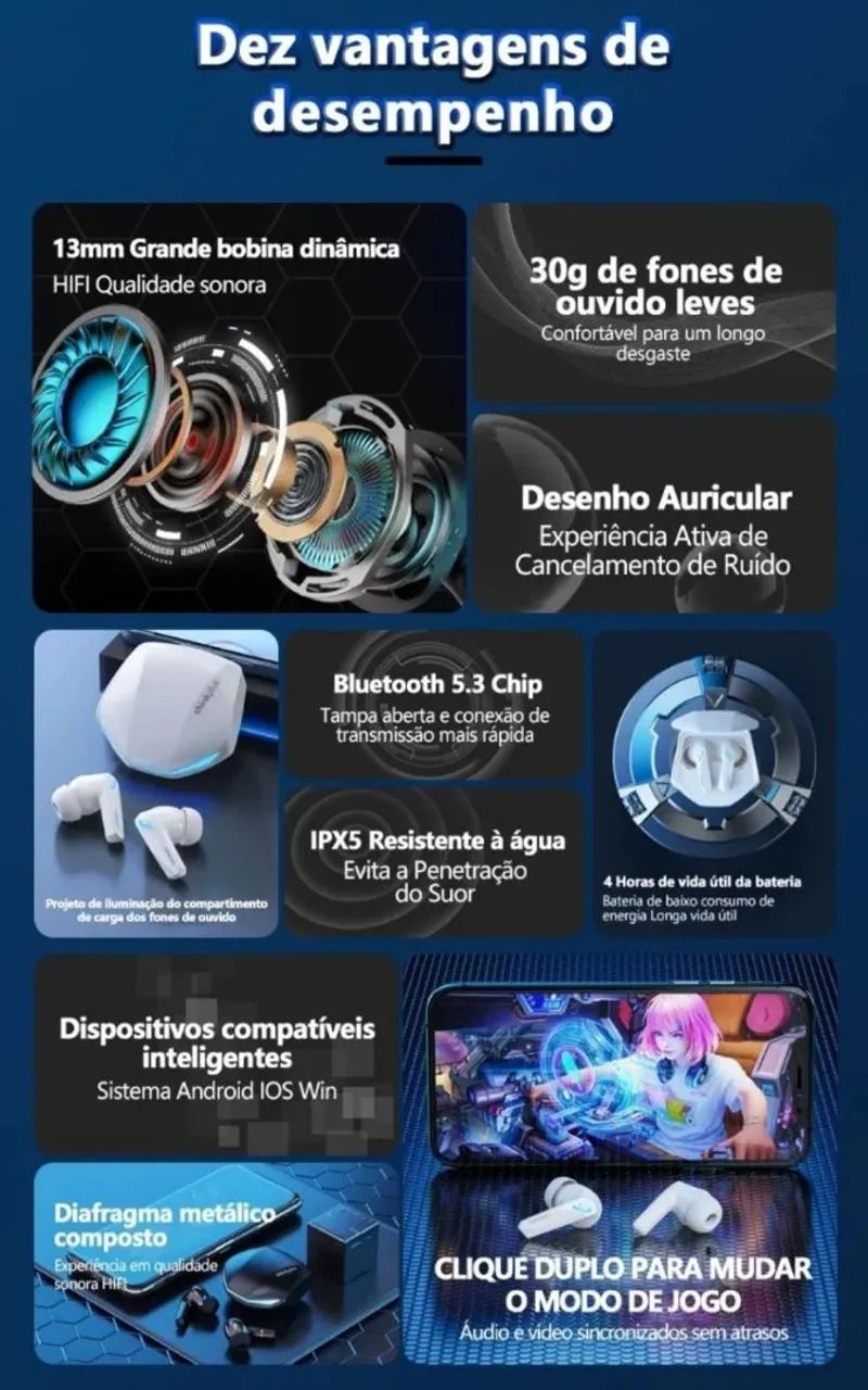 Fone Bluetooth Lenovo GM2 Pro - Foto 3