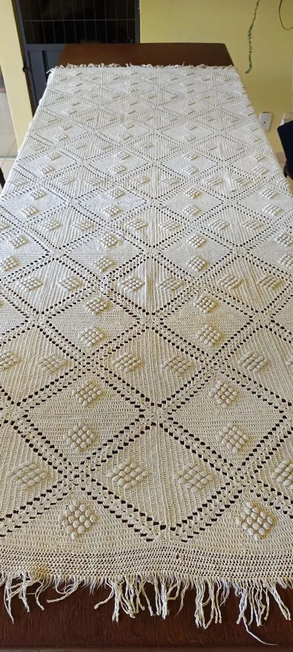 Colcha de crochê casal antiga  - Foto 3