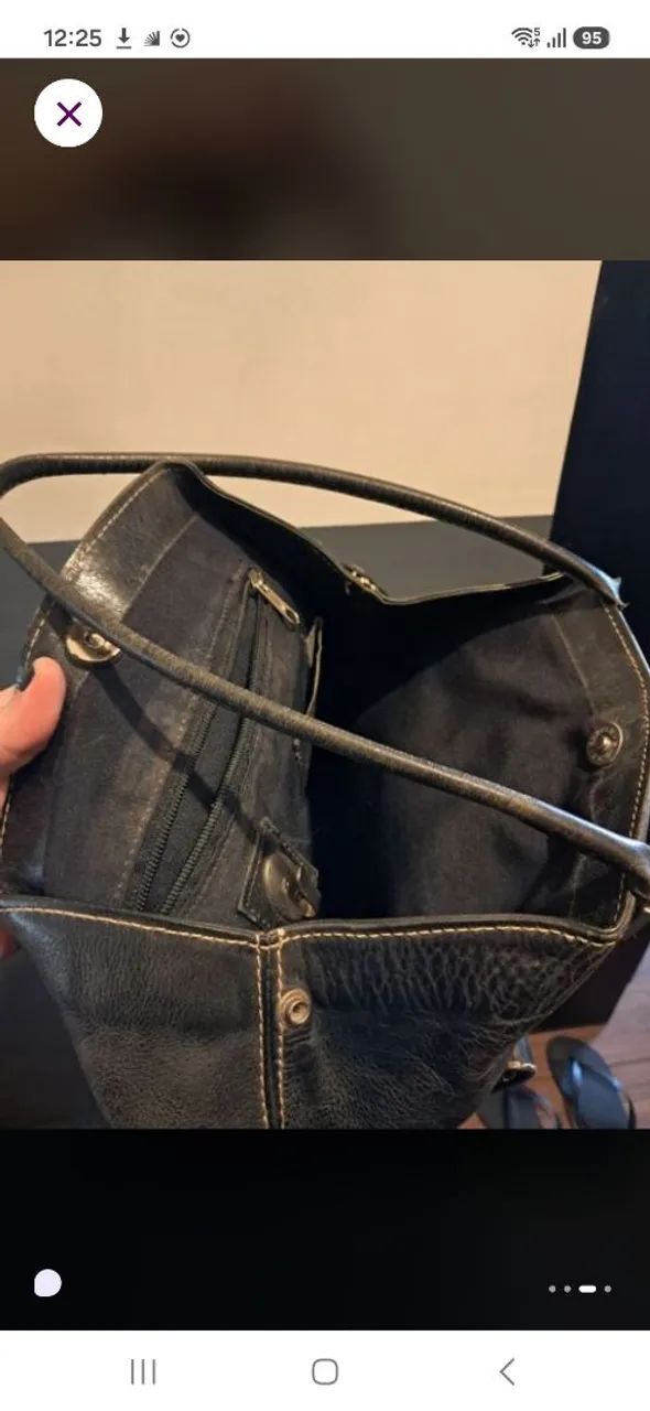 Bolsa Bagaggio couro legítimo preta - Foto 3