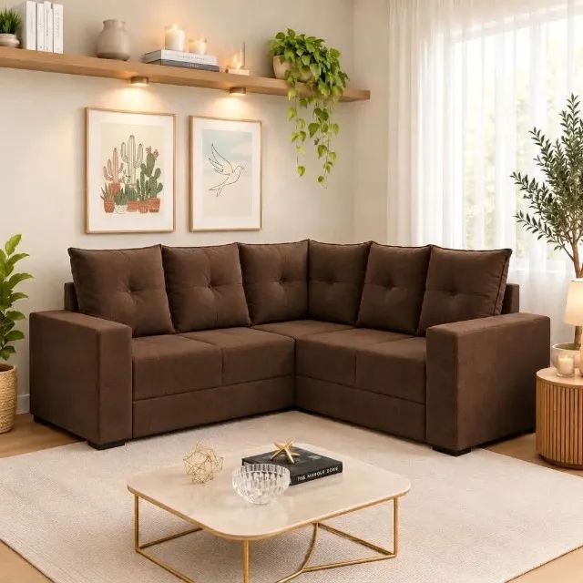 Sofa de canto na cor marrom (dividimos em ate 10x sem juros)