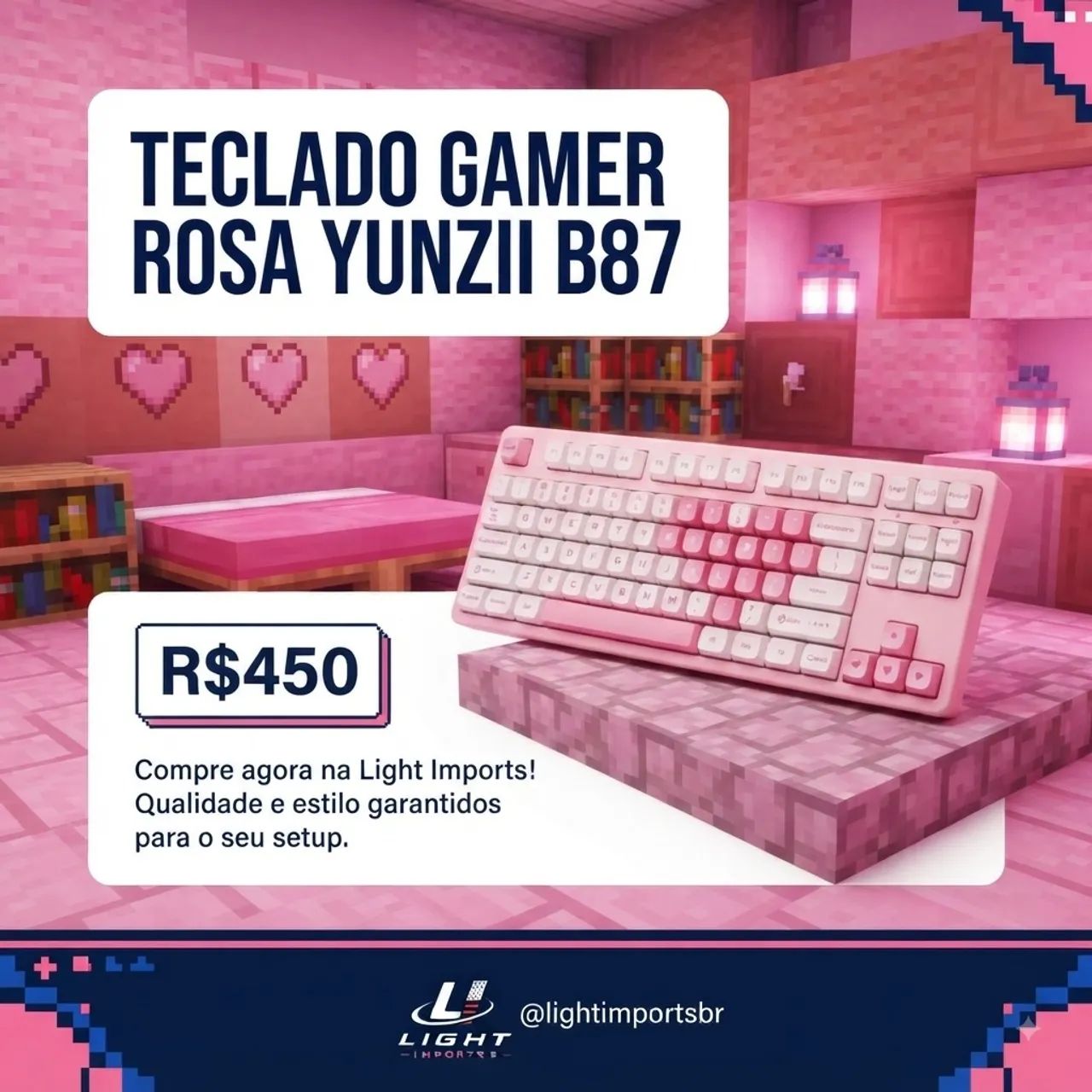 Teclado Gamer Rosa YUZZI B87 (importado EUA) - Foto 3