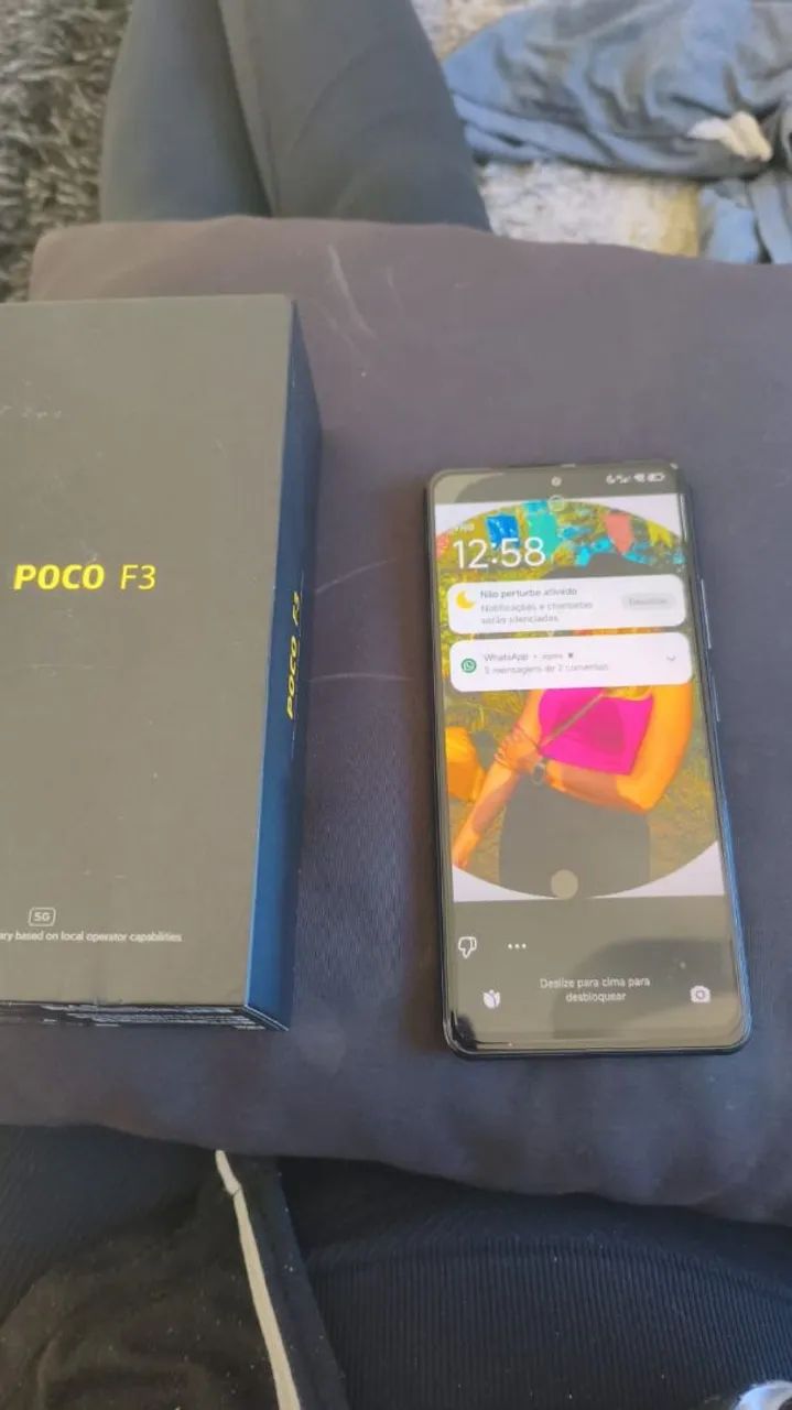 Poco F3 usado, sem marcas de uso e na caixa com nota fiscal 