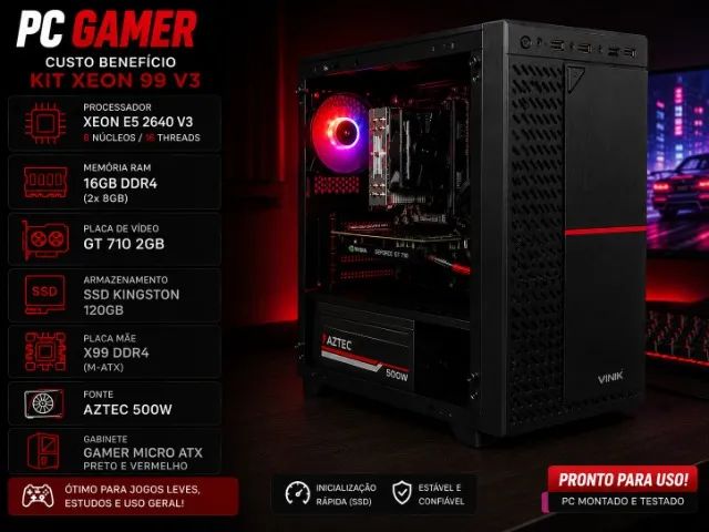 Computador gamer, escritório ou comércio
