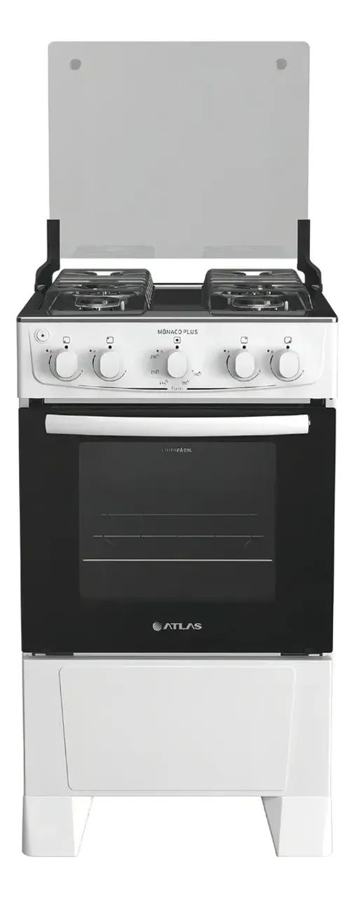 FOGAO 4 BOCAS BRANCO COM MESA INOX ATLAS MONACO PLUS BIVOLT 300000713 - Foto 3