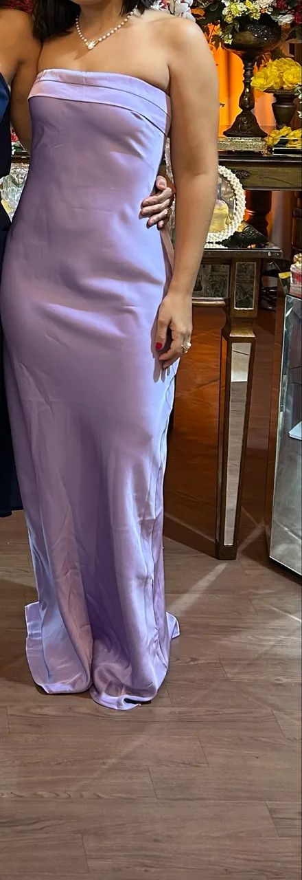 Vestido de cetim lilás - M - Foto 2