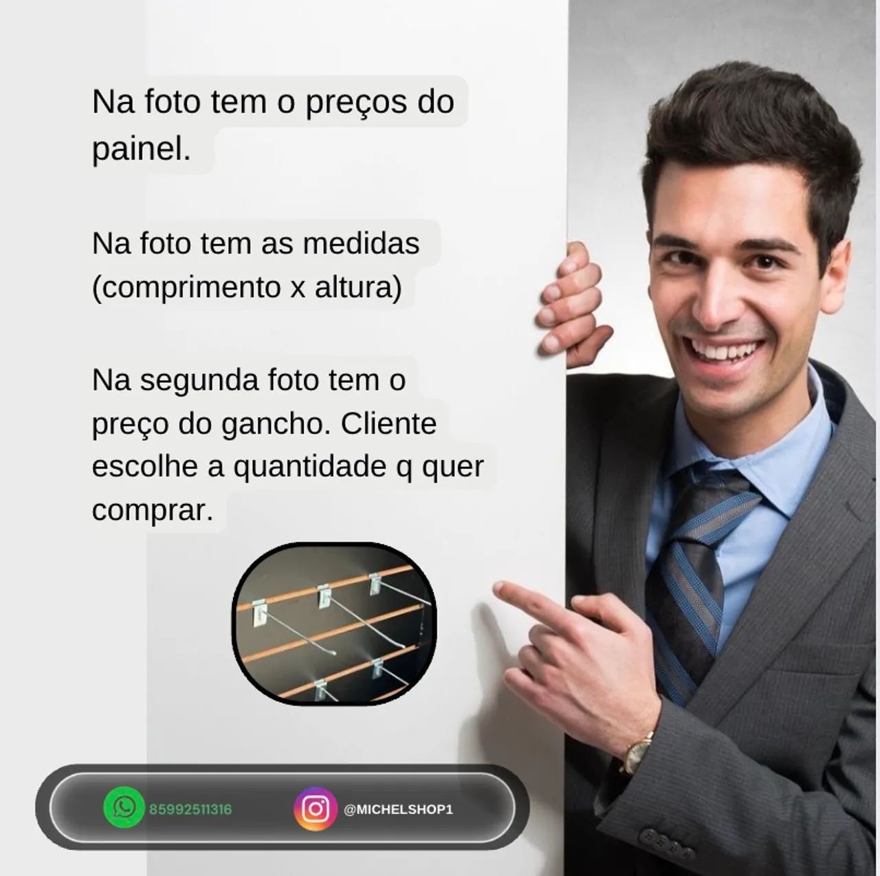 Painel expositor  2.75 metro X 1.84 metro altura (canaletado) Novo. Mdf - Foto 3