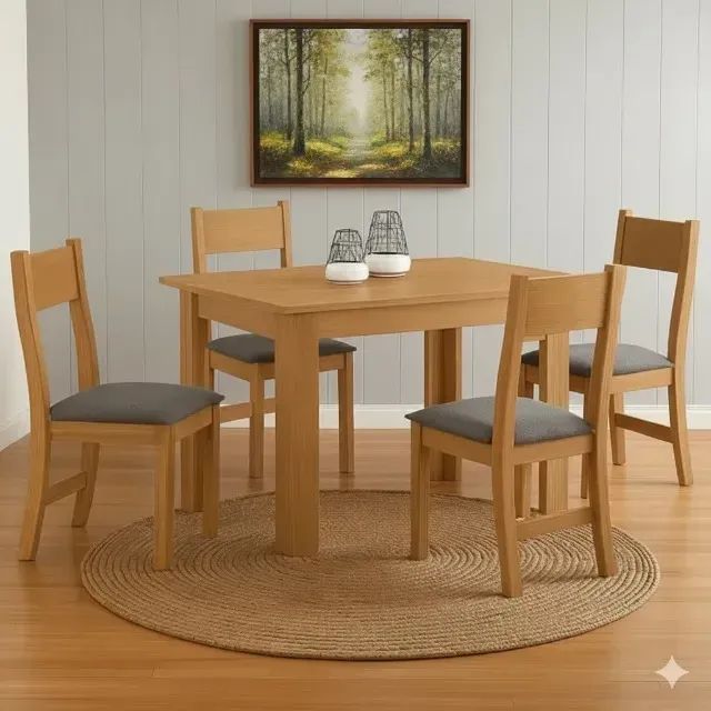Jogo de Mesa Palace Grafite com 4 Cadeiras Brisa - Design Moderno