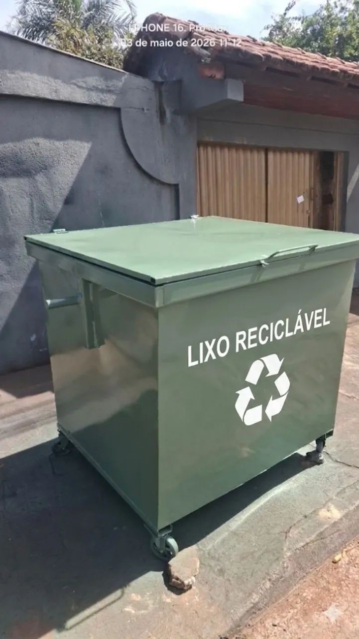 Lixeira contener basculante capacidade 1100lts toda fabricada na chapa 14.  - Foto 2