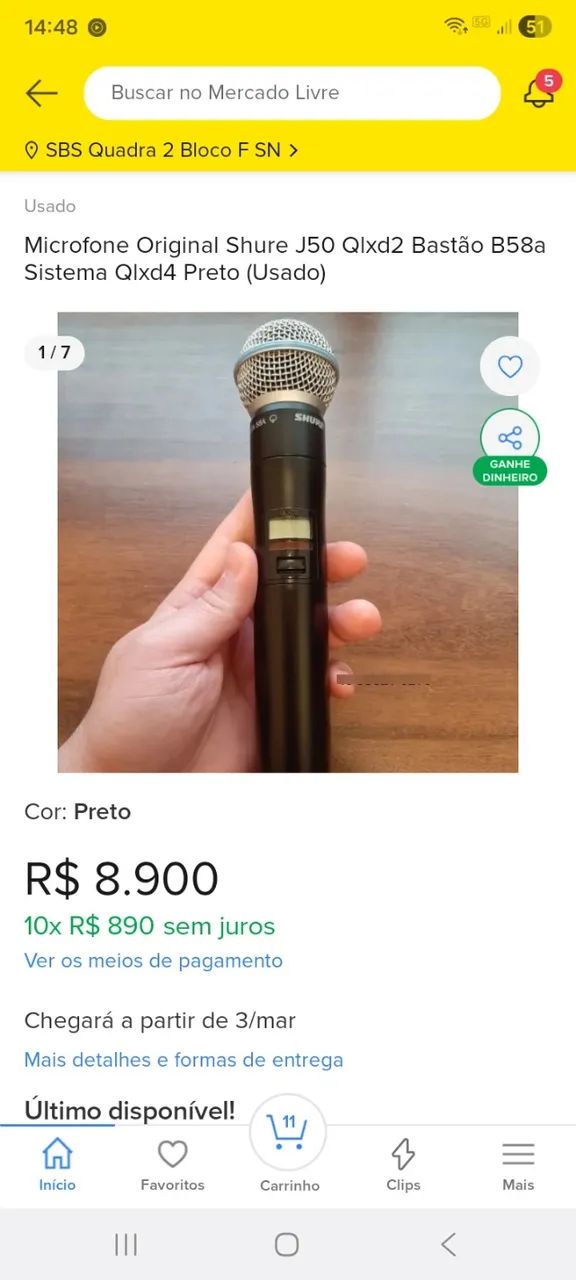 Microfone Shure QLXD2/4 sem fio nase in mexico - Foto 5