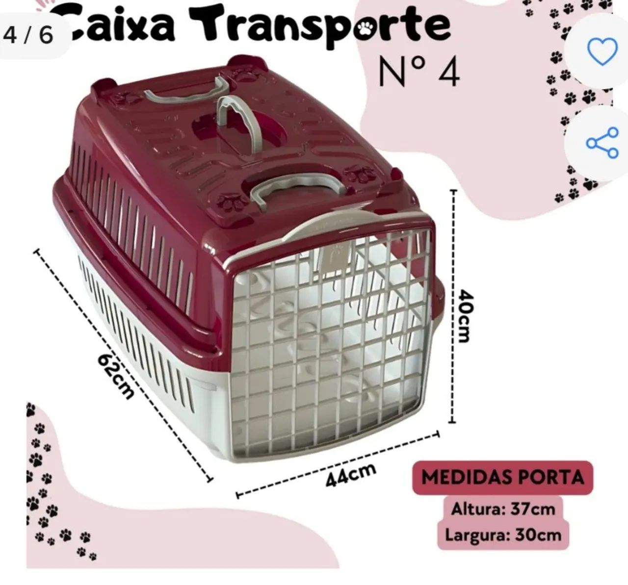 Caixa de Transporte Pet Resistente Porta Guilhotina n°4 