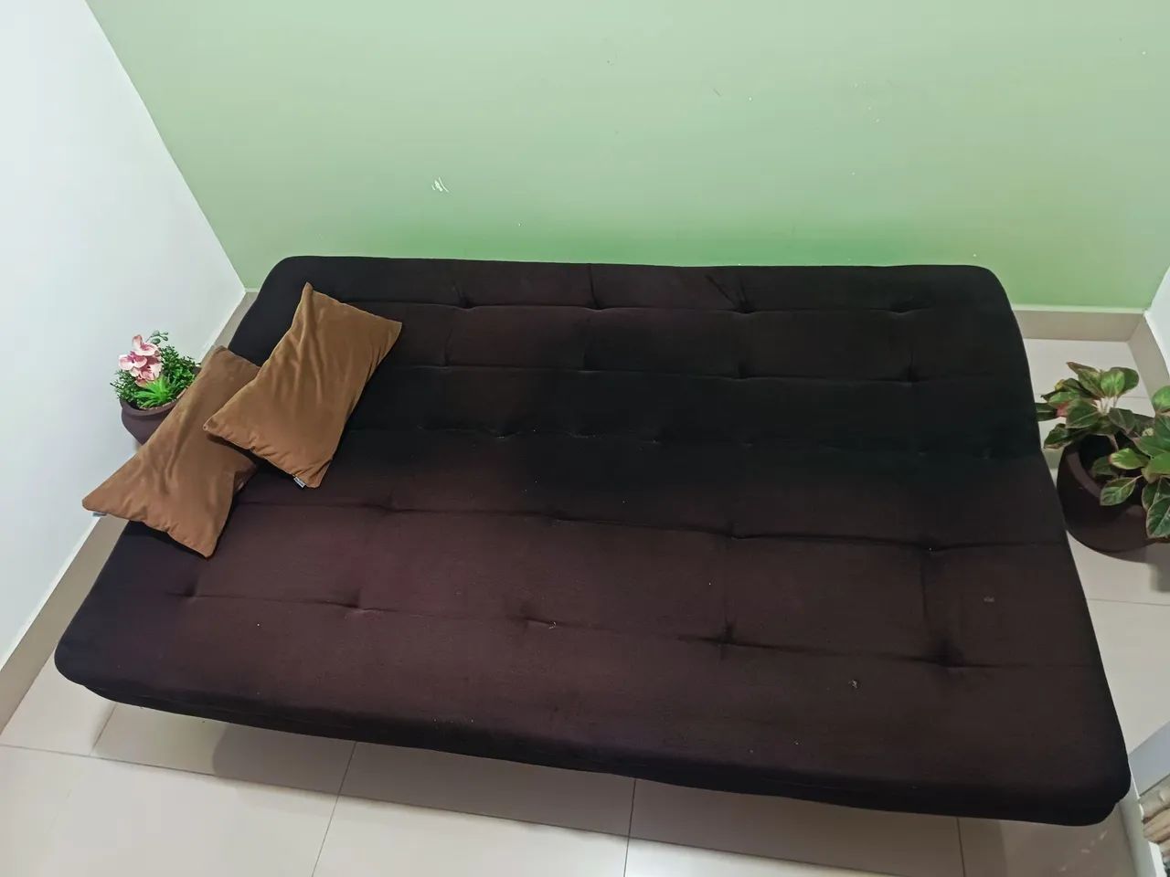 SOFÁ-CAMA 3LUG VELUDO PRETO  - Foto 3