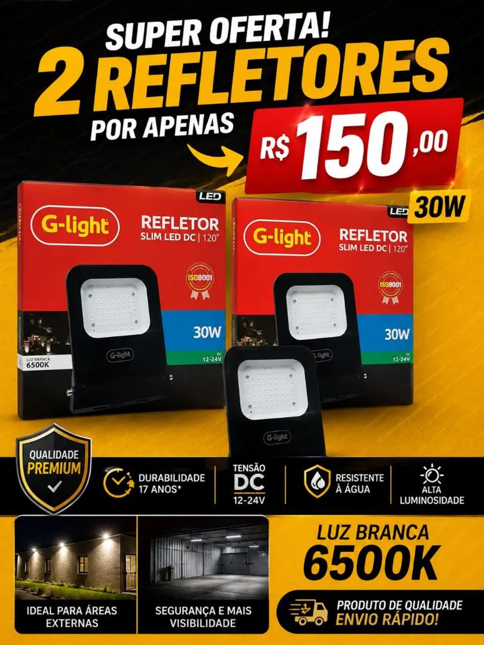 2 refletores 30w 24-12V