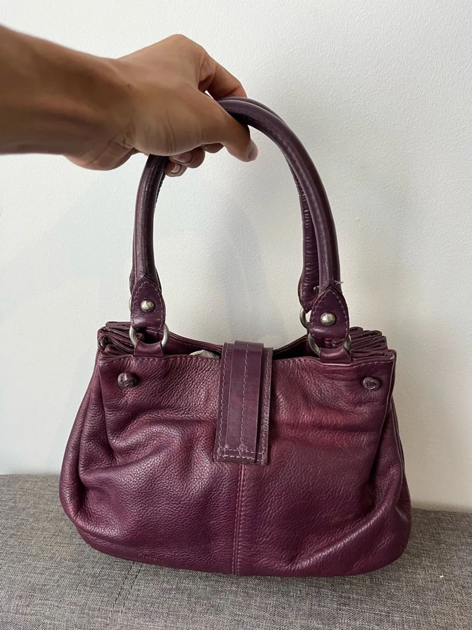 Bolsa couro vintage roxa  - Foto 3