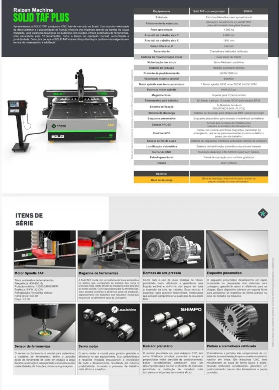 Router Raizen Solid Taf Plus  Marca Raizen Modelo Solid Taf Plus Tipo Router CNC Ano 2025  - Foto 2