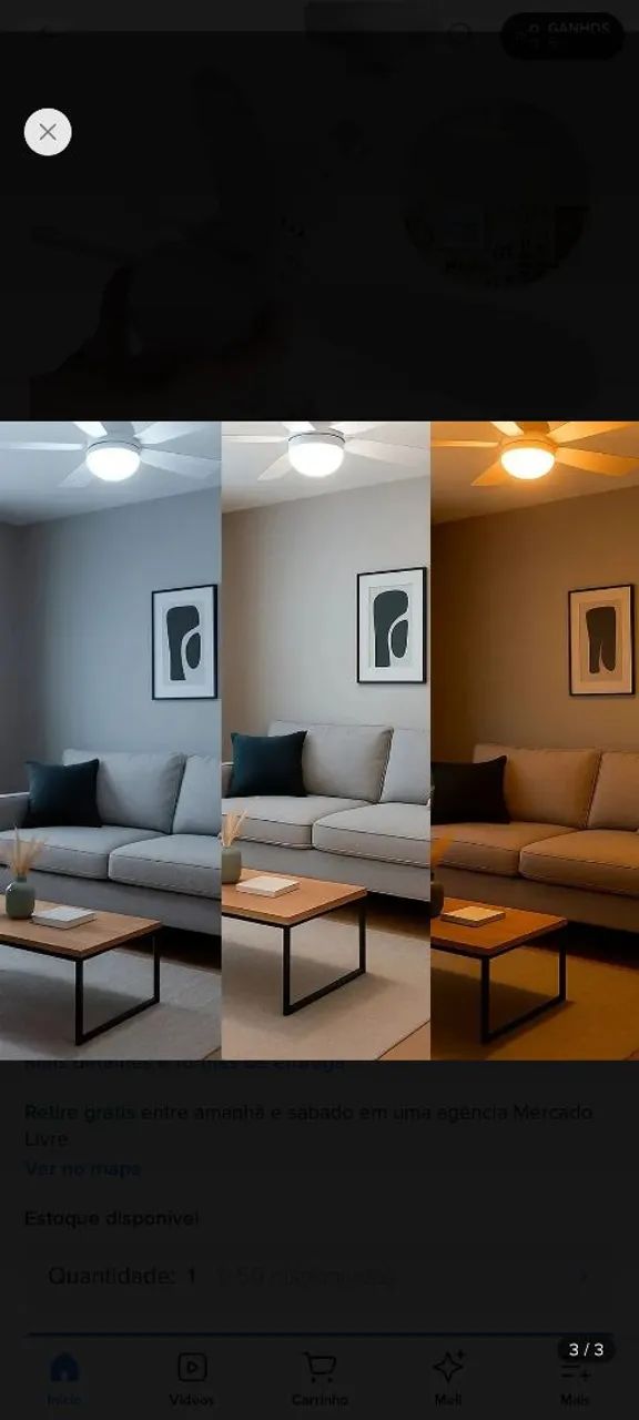 Ventilador de teto com lâmpada 