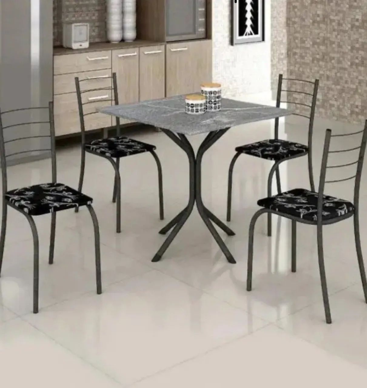 Jogo de mesa de tampa de granito