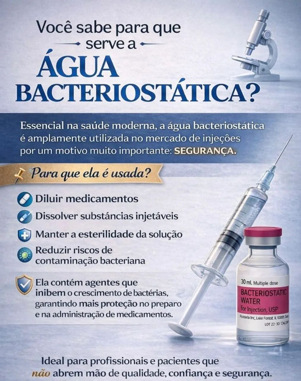 Água Bacteriostática para injeção estéril  - Foto 3
