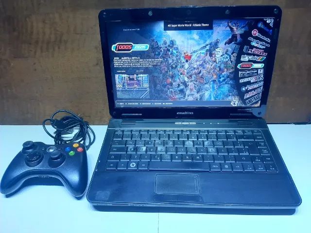 Notebook Emachines D525 com 250 gigas de jogos + Controle xbox usb Usado