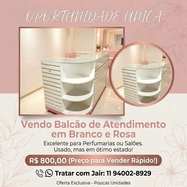 BALCAO DE ATENDIMENTO BRANCO E ROSA - Foto 2