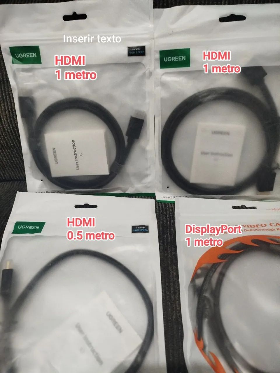 Cabo hdmi e DisplayPort ugreen. 4 unidades