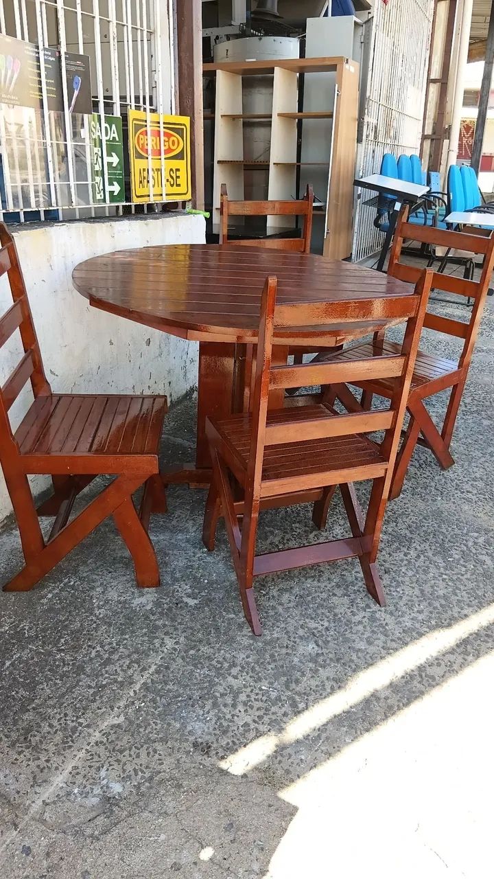 Jogo De Mesa Madeira De Lei - Foto 2