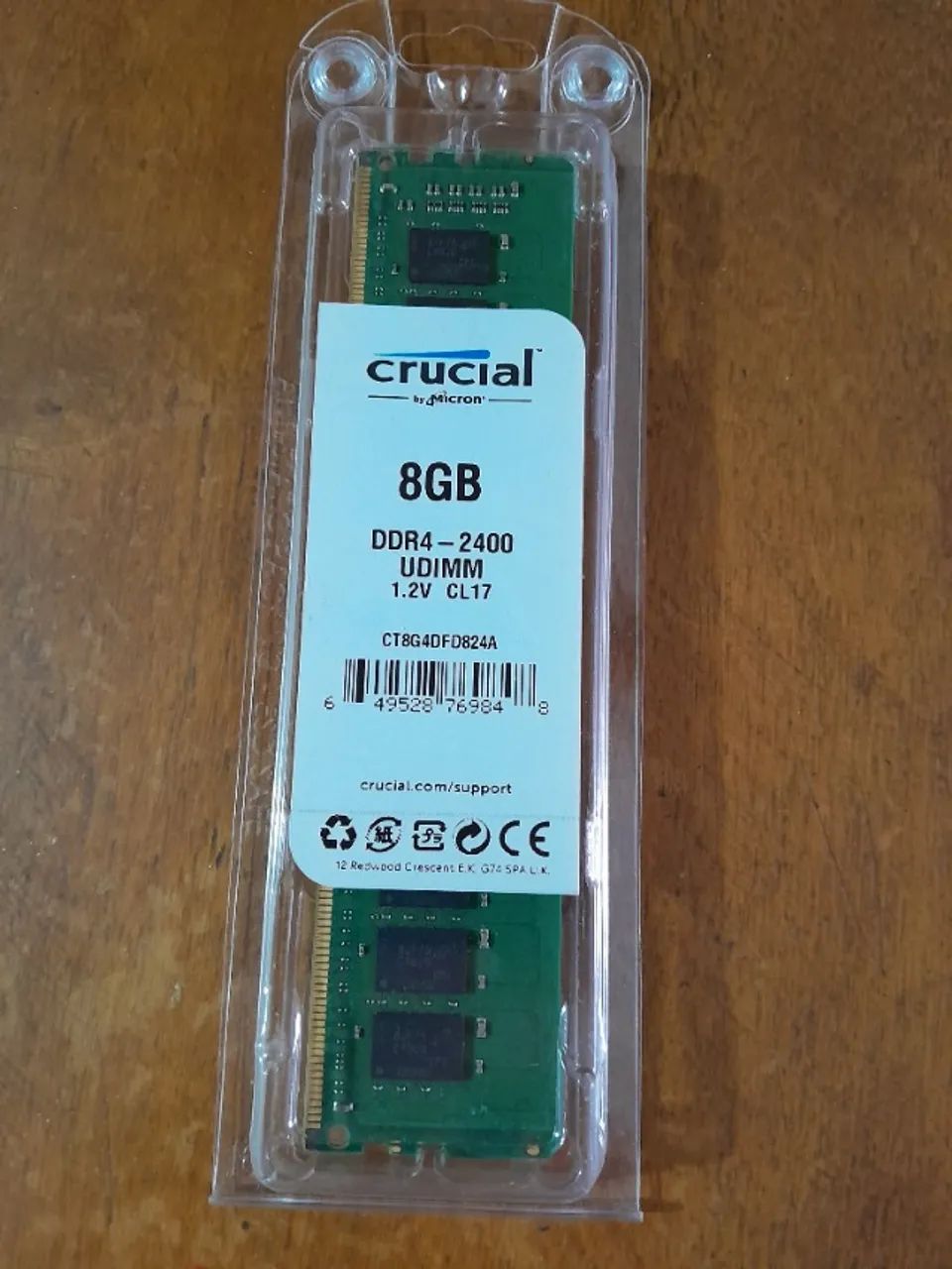 Memória RAM DDR4 Crucial 8GB 2400MHz