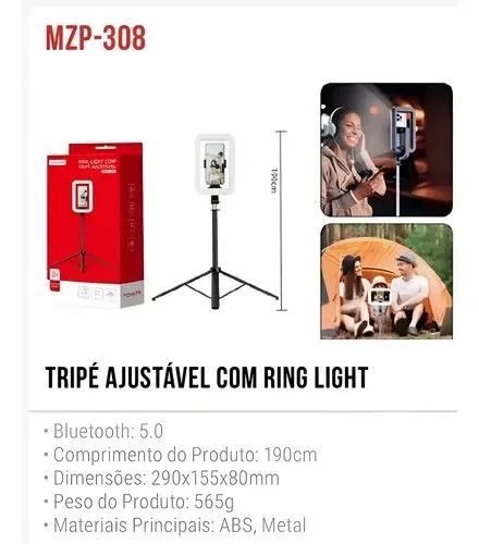 Tripé Ring Light LED Tomate MZP-308 190cm c/ Controle Bluetooth p/ Celular - Foto 4