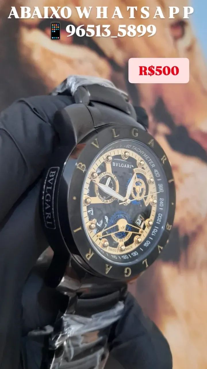 Relógio BVLGARI SKELETON PRETO COM DOURADO _ FUNCIONAL - Foto 3
