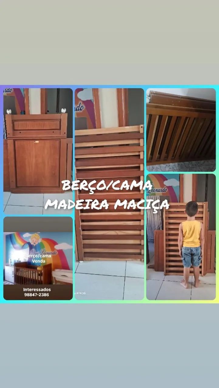 Berço vira cama madeira maciça 