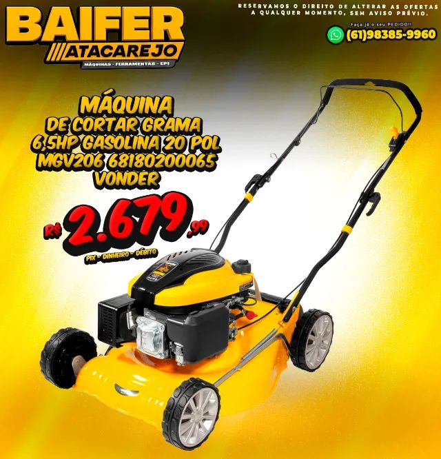 Máquina de Cortar Grama 6,5Hp Gasolina 20 Pol MGv206 Vonder