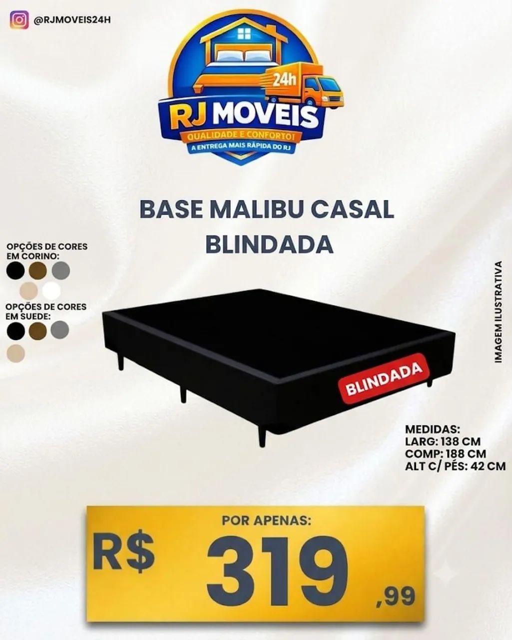 Base blindada para colchão de casal