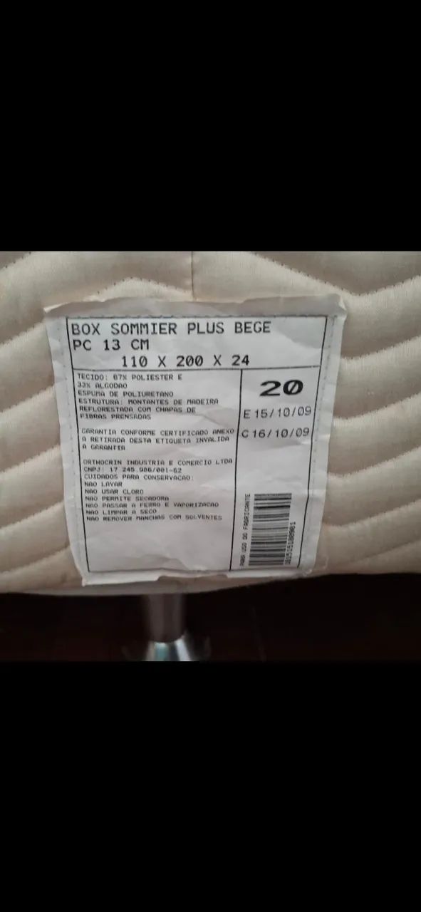 Cama box + colchão Ortocrim