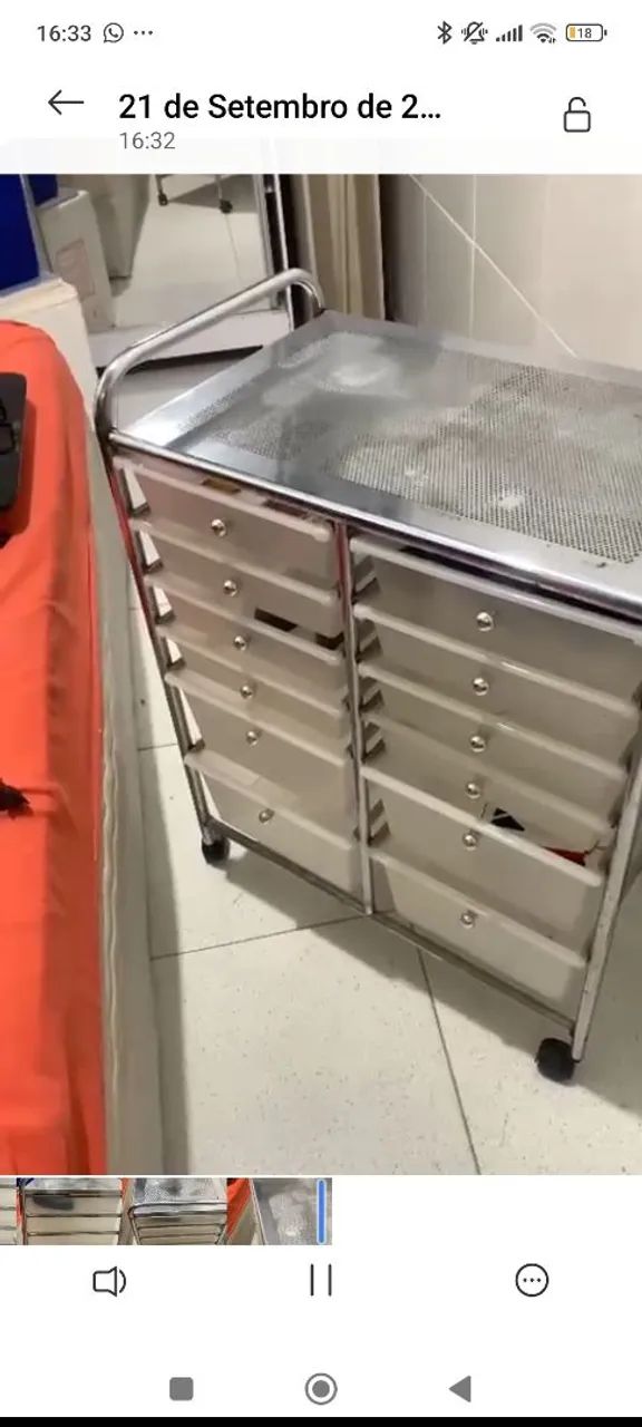 Carrinho Organizador de inox com gavetas e rodinhas - Foto 2
