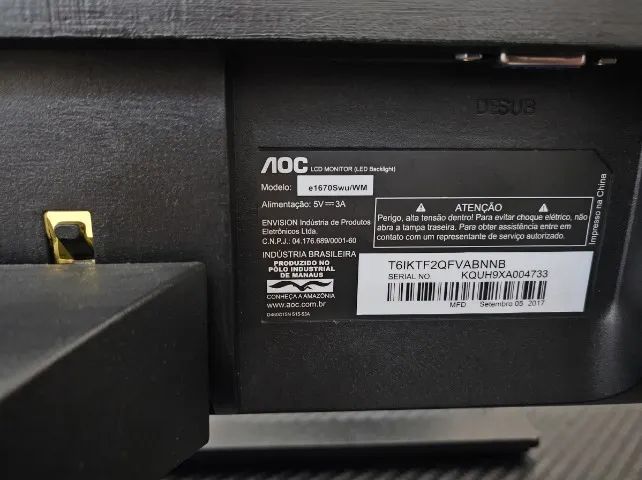 Monitor AOC 15.6" LED Usb / VGA (e1670Swu / e1670Swm) - Perfeito Estado / Super Compacto - Foto 2