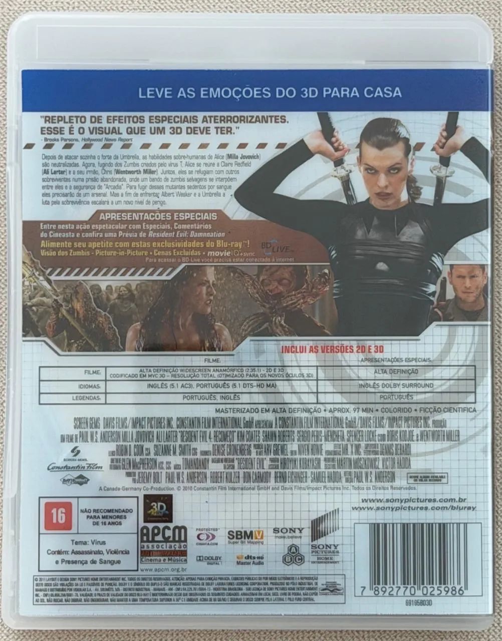 Blu-Ray 3D Resident Evil 4: Recomeço  - Foto 2