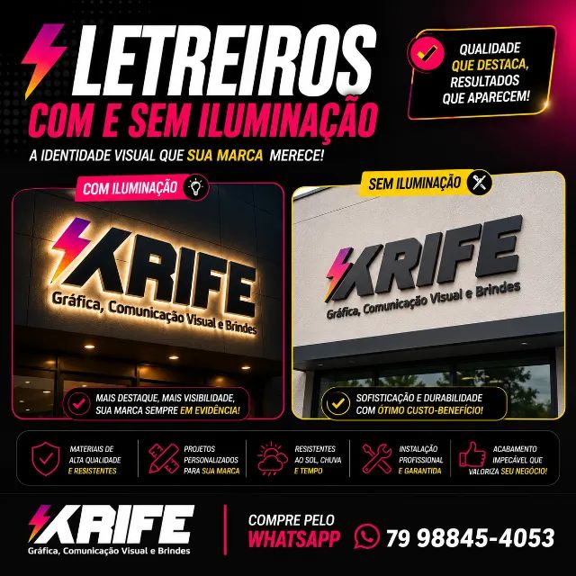 Letreiros em Acrílico, PVC, ACM