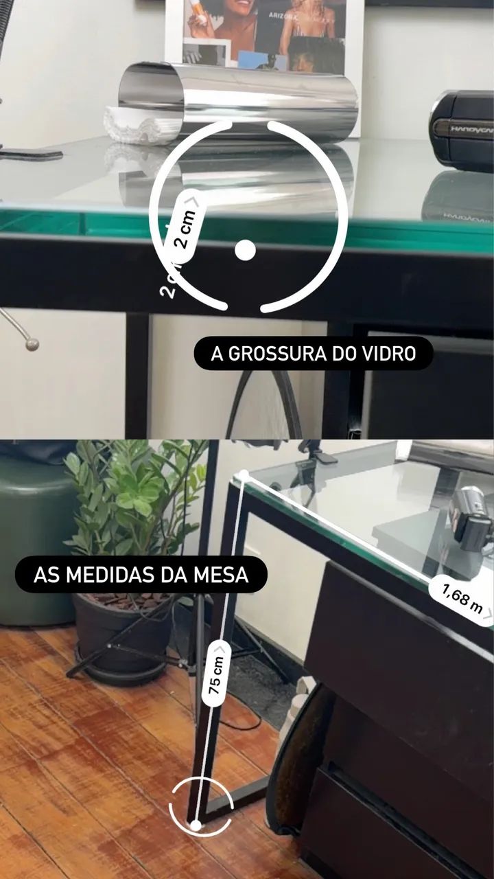 mesa de vidro com metal - Foto 2
