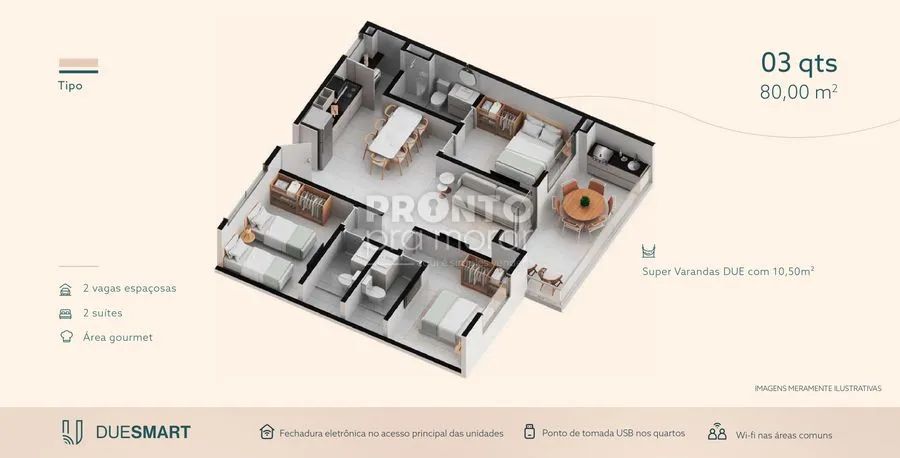 Apartamento com 3 quartos em Ipojuca