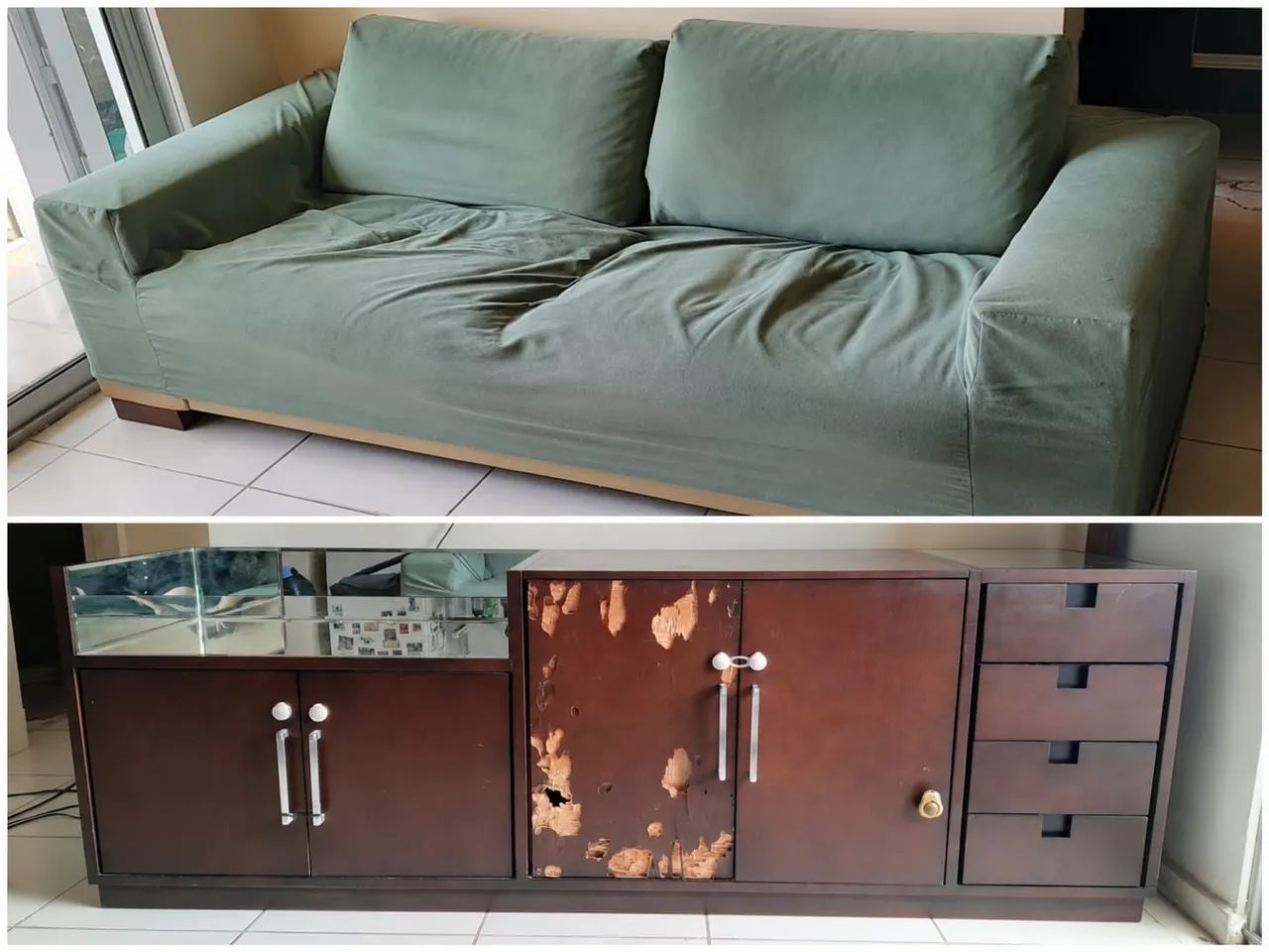 Combo para Sala: Sofá 2m + Buffet Aparador Vintage