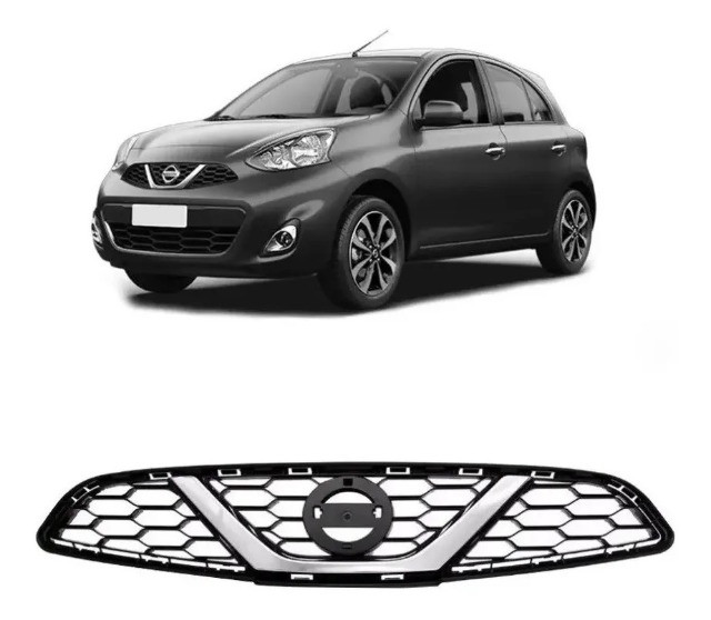Grade Radiador Com Friso Cromado Nissan March 2015 a 2018