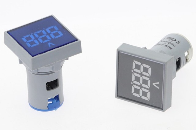 Voltímetro Quadrado Led Digital Medidor De Tensão 22Mm Ac 20-500V Azul COD-CP564  - Foto 5